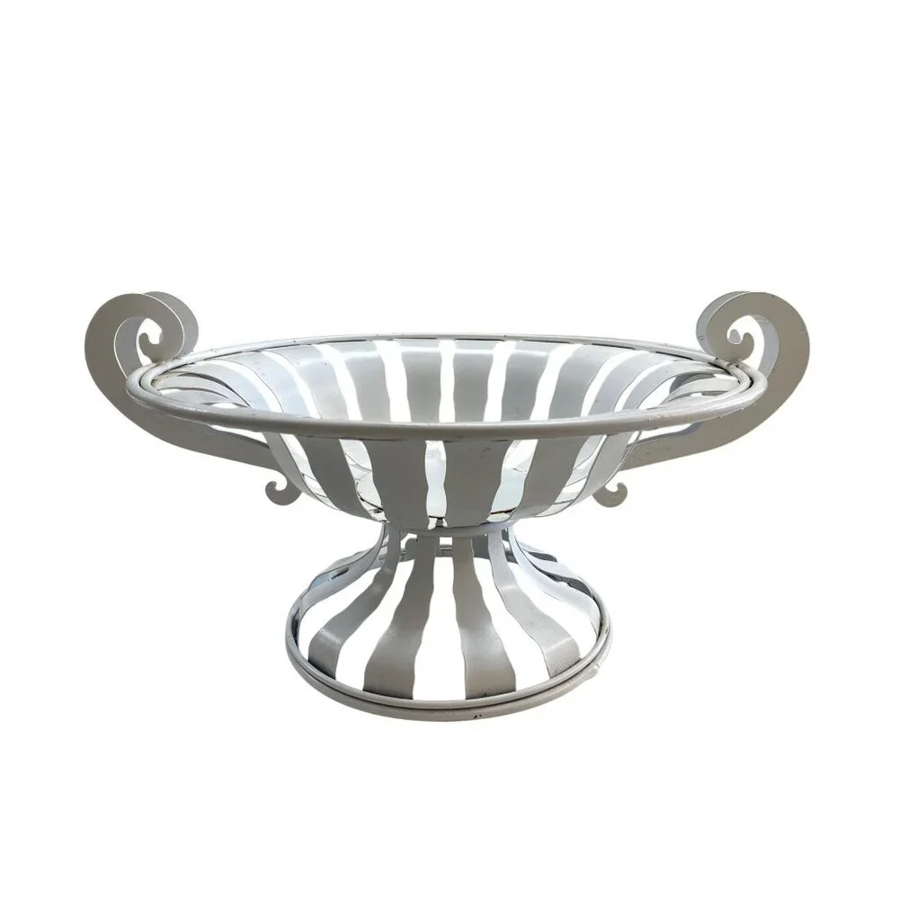 Decorative White Metal Fruit Bowl Urn - Picture 1 of 8